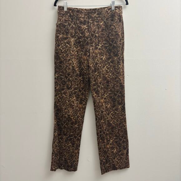 Jones New York Country Pants - Vintage Brown Damask Print Corduroy Straight Leg Pants Women’s size 4